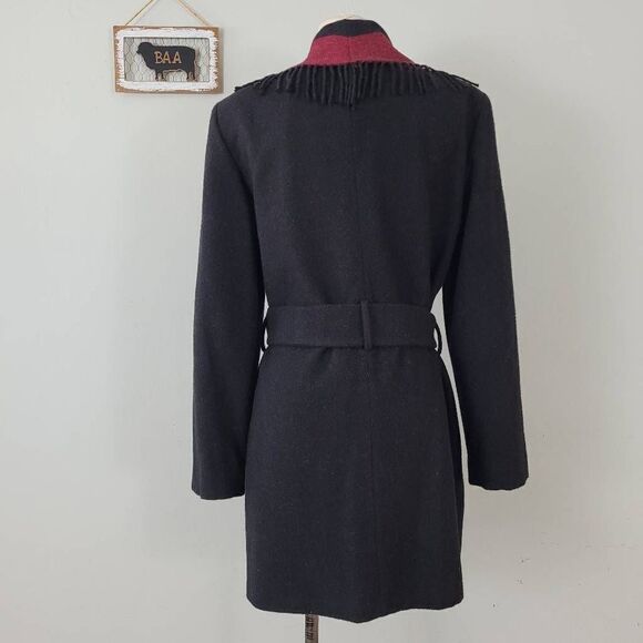 Vintage Worth 100% Camel Hair Fringed Jacket & Wrap Skirt Set Sz 8/10 Black USA - Picture 4 of 10